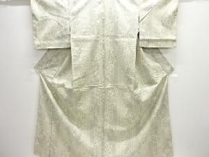 草花に亀甲模様織り出し手織り紬着物